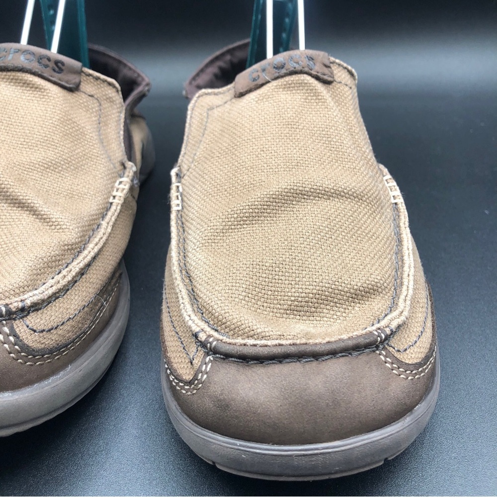 Crocs Walu Luxe Canvas Loafers Slip-On Casual Brown Shoes‎ 203473 Men's Size 7 - Picture 10 of 16